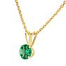 1/8 Carat Emerald Solitaire Necklace In Yellow Gold With Free Chain Image-3