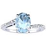 Aquamarine Ring: Aquamarine Jewelry: 1 1/5ct Oval Shape Aquamarine and Diamond Ring in 10k White Gold Image-1