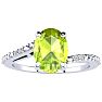 1 1/3ct Oval Shape Peridot and Diamond Ring in 10k White Gold Image-1