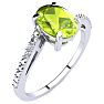 1 1/3ct Oval Shape Peridot and Diamond Ring in 10k White Gold Image-2
