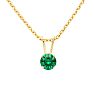 1/4 Carat Emerald Solitaire Necklace In Yellow Gold With Free Chain Image-1