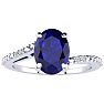 1 1/2ct Oval Shape Sapphire and Diamond Ring in 10k White Gold Image-1
