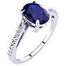 1 1/2ct Oval Shape Sapphire and Diamond Ring in 10k White Gold Image-2