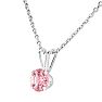 1/2 Carat Pink Topaz Solitaire Necklace In White Gold With Free Chain Image-3