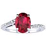 1 1/2ct Oval Shape Ruby and Diamond Ring in 10k White Gold Image-1