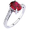 1 1/2ct Oval Shape Ruby and Diamond Ring in 10k White Gold Image-2