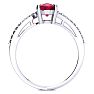 1 1/2ct Oval Shape Ruby and Diamond Ring in 10k White Gold Image-3