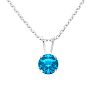 3/4 Carat Blue Topaz Solitaire Necklace In White Gold With Free Chain Image-1