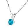 3/4 Carat Blue Topaz Solitaire Necklace In White Gold With Free Chain Image-3