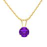 3/4 Carat Amethyst Solitaire Necklace In Yellow Gold With Free Chain Image-1