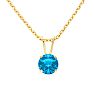 3/4 Carat Blue Topaz Solitaire Necklace In Yellow Gold With Free Chain Image-1