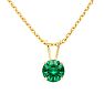 3/4 Carat Emerald Solitaire Necklace In Yellow Gold With Free Chain Image-1
