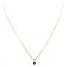 3/4 Carat Emerald Solitaire Necklace In Yellow Gold With Free Chain Image-4