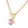 3/4 Carat Pink Topaz Solitaire Necklace In Yellow Gold With Free Chain Image-3