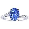 1 1/3ct Oval Shape Tanzanite and Diamond Ring in 10k White Gold Image-1