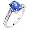 1 1/3ct Oval Shape Tanzanite and Diamond Ring in 10k White Gold Image-2