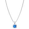 2 1/2ct Cushion Cut Blue Topaz and Diamond Necklace In 10K White Gold Image-3