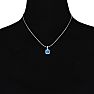 2 1/2ct Cushion Cut Blue Topaz and Diamond Necklace In 10K White Gold Image-5
