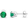 1 Carat Emerald Stud Earrings In White Gold Image-4