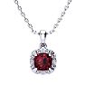 Garnet Necklace: Garnet Jewelry: 2 1/2ct Cushion Cut Garnet and Diamond Necklace In 10K White Gold