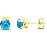 1 Carat Blue Topaz Stud Earrings In Yellow Gold Image-4