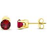 1 Carat Garnet Stud Earrings In Yellow Gold Image-4