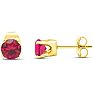 1 Carat Ruby Stud Earrings In Yellow Gold Image-4