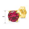 1 Carat Ruby Stud Earrings In Yellow Gold Image-5