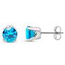 1 1/2 Carat Blue Topaz Stud Earrings In White Gold Image-4