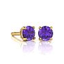 1 1/2 Carat Amethyst Stud Earrings In Yellow Gold Image-1
