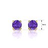 1 1/2 Carat Amethyst Stud Earrings In Yellow Gold Image-2