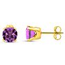 1 1/2 Carat Amethyst Stud Earrings In Yellow Gold Image-4