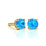 1 1/2 Carat Blue Topaz Stud Earrings In Yellow Gold Image-1