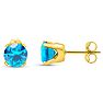 1 1/2 Carat Blue Topaz Stud Earrings In Yellow Gold Image-4