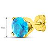 1 1/2 Carat Blue Topaz Stud Earrings In Yellow Gold Image-5