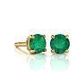 1 1/2 Carat Emerald Stud Earrings In Yellow Gold Image-1