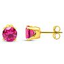 1 1/2 Carat Pink Topaz Stud Earrings In Yellow Gold Image-4