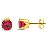 1 1/2 Carat Ruby Stud Earrings In Yellow Gold Image-4