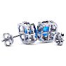 2ct Cushion Cut Blue Topaz and Diamond Earrings in 10k White Gold Image-2