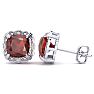 Garnet Earrings: Garnet Jewelry: 2ct Cushion Cut Garnet and Diamond Earrings in 10k White Gold Image-1