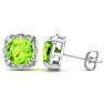 2ct Cushion Cut Peridot and Diamond Earrings in 10k White Gold Image-1