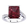 Garnet Ring: Garnet Jewelry: 4ct Octagon Garnet and Diamond Ring in 10k White Gold Image-1