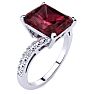 Garnet Ring: Garnet Jewelry: 4ct Octagon Garnet and Diamond Ring in 10k White Gold Image-2
