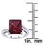 Garnet Ring: Garnet Jewelry: 4ct Octagon Garnet and Diamond Ring in 10k White Gold Image-4