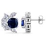 1 3/4 Carat Cushion Cut Sapphire and Lab Grown Diamond Cluster Stud Earrings In 14 Karat White Gold Image-1