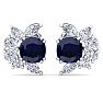 1 3/4 Carat Cushion Cut Sapphire and Lab Grown Diamond Cluster Stud Earrings In 14 Karat White Gold Image-3