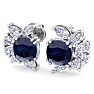 1 3/4 Carat Cushion Cut Sapphire and Lab Grown Diamond Cluster Stud Earrings In 14 Karat White Gold Image-4