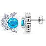 1 3/4 Carat Cushion Cut Blue Topaz and Lab Grown Diamond Cluster Stud Earrings In 14 Karat White Gold Image-1