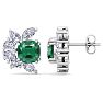 1 3/4 Carat Cushion Cut Emerald and Lab Grown Diamond Cluster Stud Earrings In 14 Karat White Gold Image-1