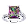 4 Carat Octagon Shape Mystic Topaz Ring With Diamonds In 10 Karat White Gold Image-1